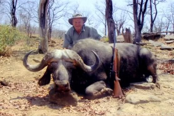 Tony Denison with his Cape buffalo bull taken with Nhoro Safaris